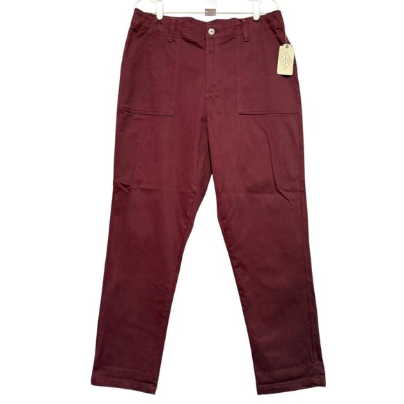 St. Johns Bay Women's Elastic Back Waistband Stretch Burgundy Pants Size 16 NWT - Picture 1 of 10